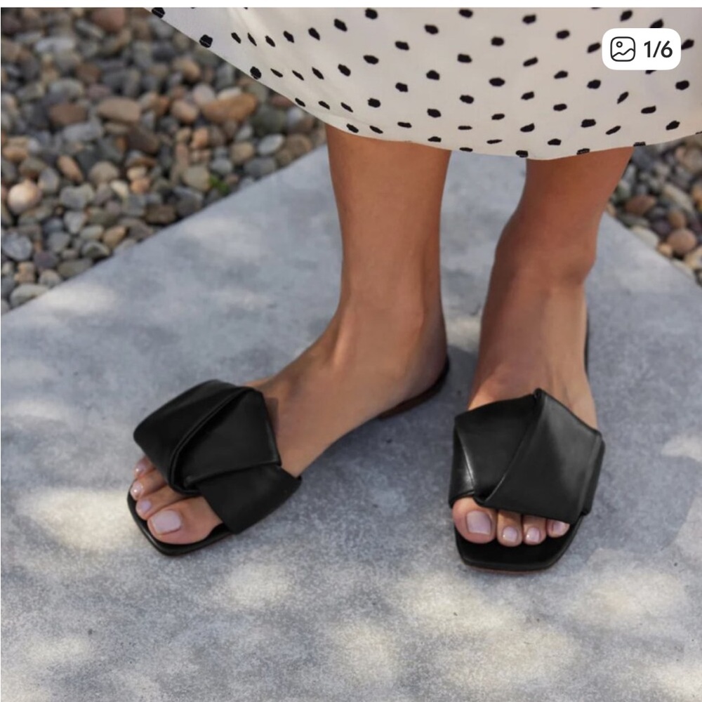 Jenni Kayne Black Leather Slide Sandals - Dani Style